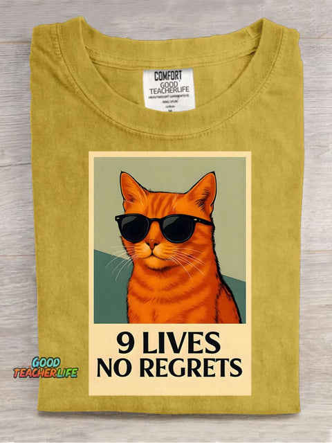 9 Lives Cat Decorative Pattern T-shirt