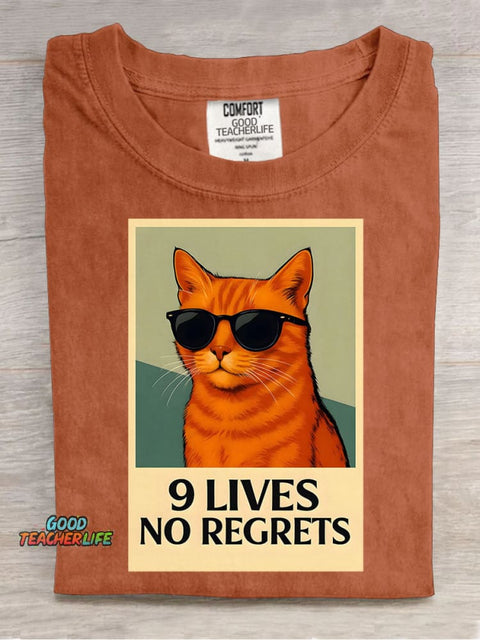 9 Lives Cat Decorative Pattern T-shirt