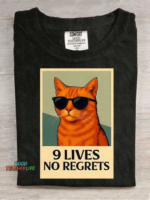 9 Lives Cat Decorative Pattern T-shirt