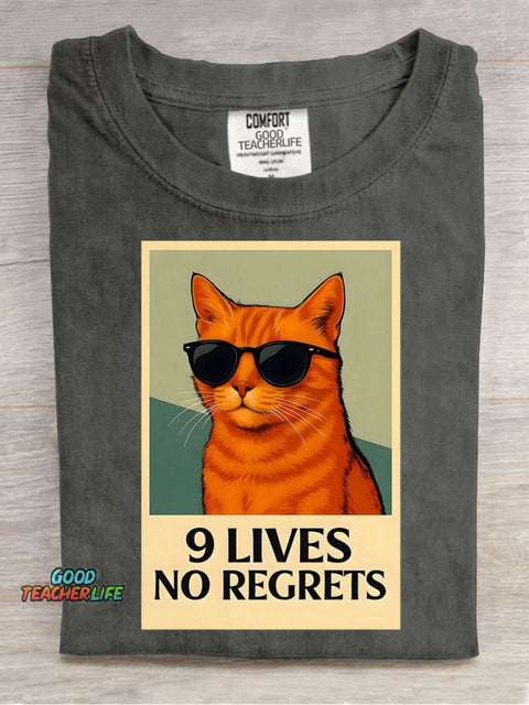 9 Lives Cat Decorative Pattern T-shirt