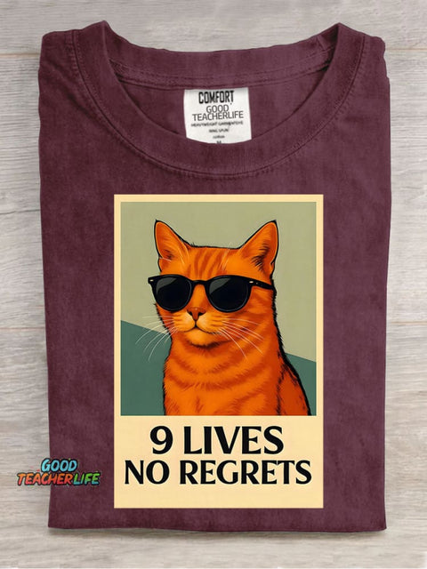 9 Lives Cat Decorative Pattern T-shirt