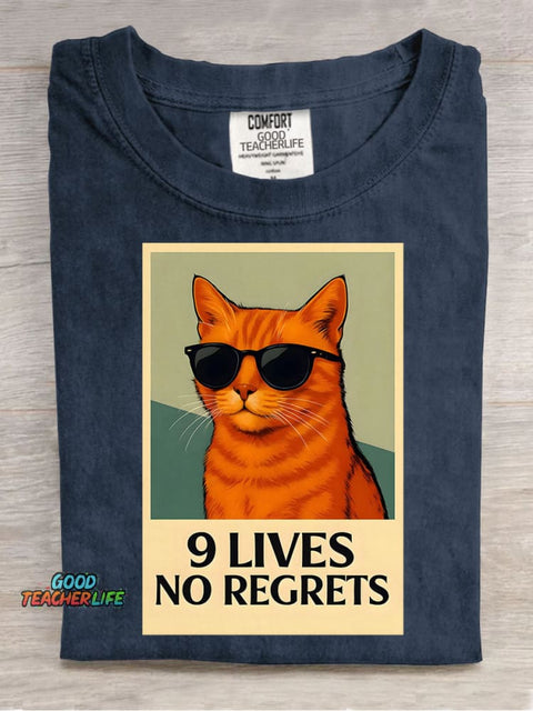 9 Lives Cat Decorative Pattern T-shirt