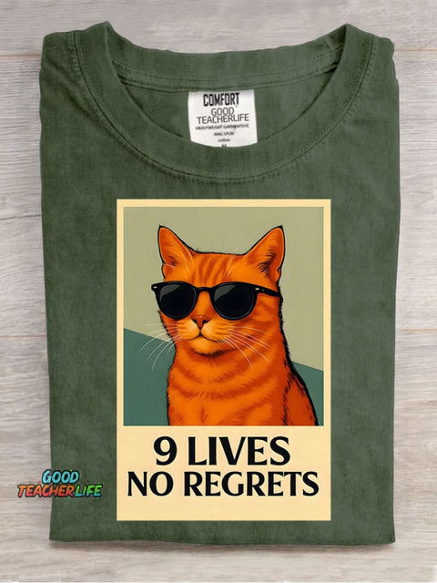 9 Lives Cat Decorative Pattern T-shirt