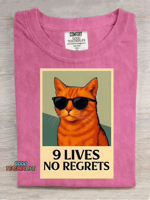 9 Lives Cat Decorative Pattern T-shirt