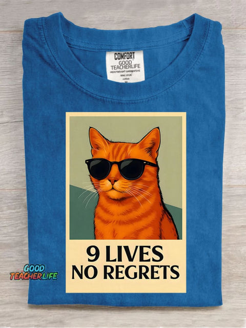 9 Lives Cat Decorative Pattern T-shirt