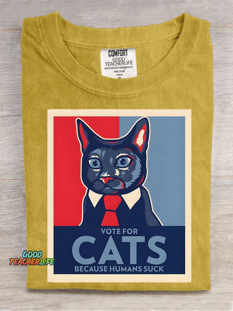 Vote for Cat Decorative Pattern T-shirt