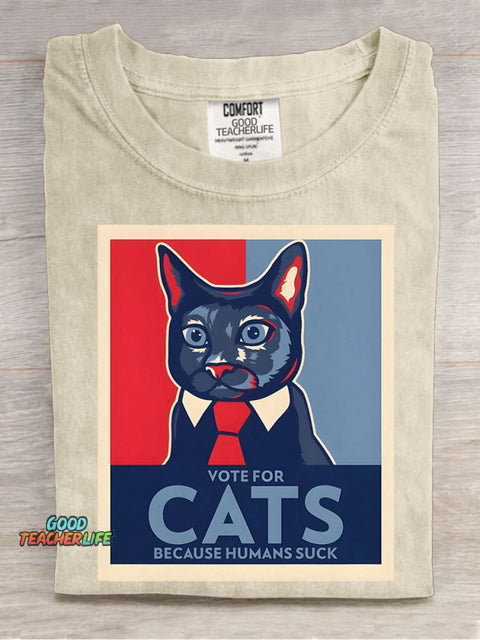 Vote for Cat Decorative Pattern T-shirt
