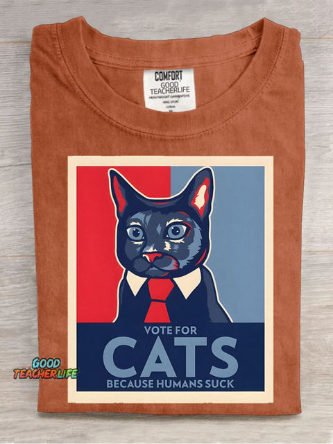 Vote for Cat Decorative Pattern T-shirt