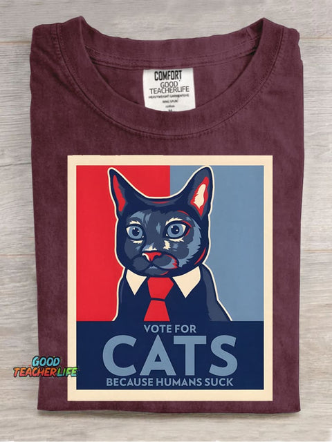 Vote for Cat Decorative Pattern T-shirt