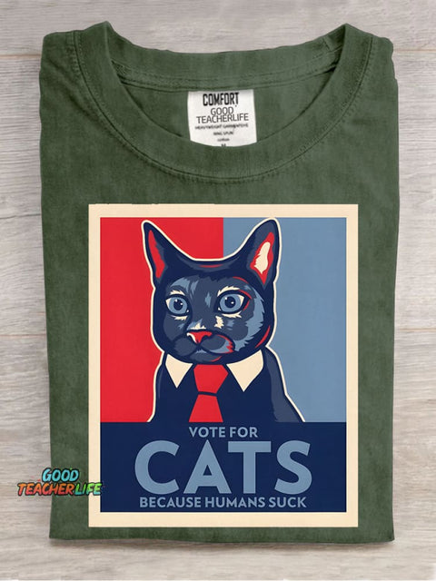 Vote for Cat Decorative Pattern T-shirt
