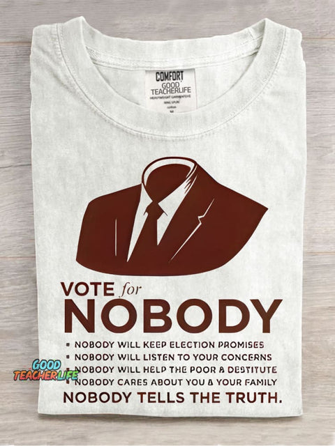 Vote for Nobody Decorative Pattern T-shirt