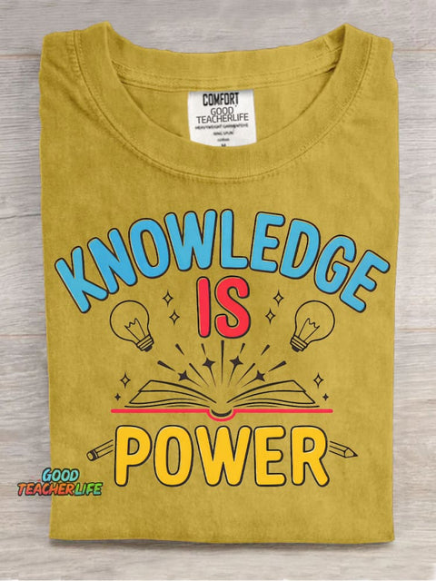 Knowledge Is Power Decorative Pattern T-shirt