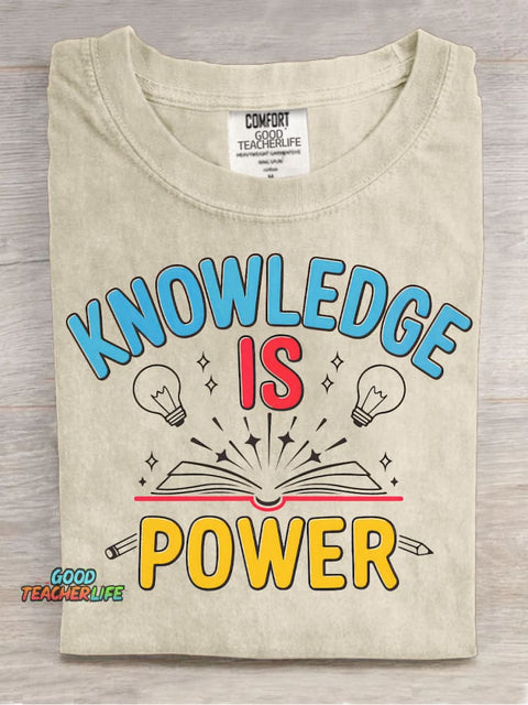 Knowledge Is Power Decorative Pattern T-shirt