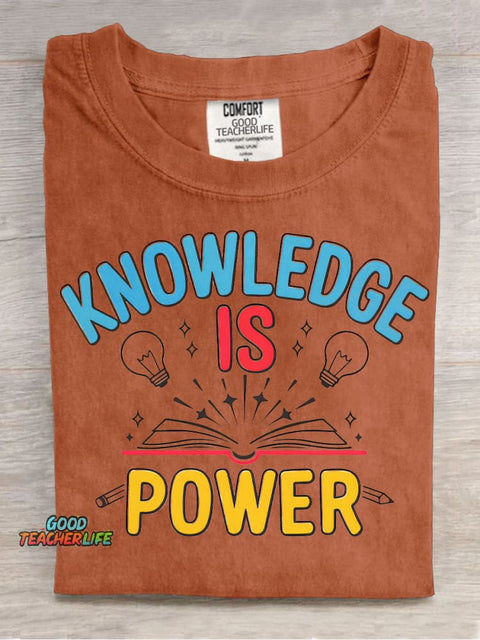 Knowledge Is Power Decorative Pattern T-shirt