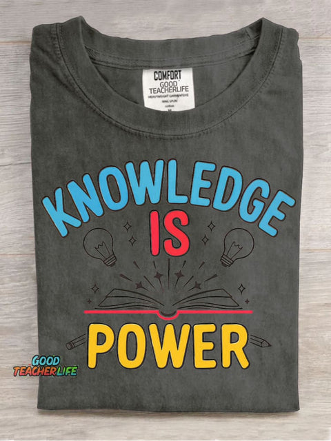 Knowledge Is Power Decorative Pattern T-shirt