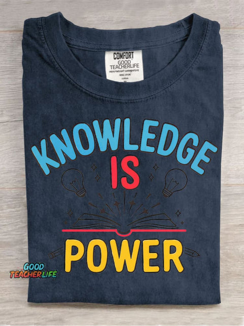 Knowledge Is Power Decorative Pattern T-shirt
