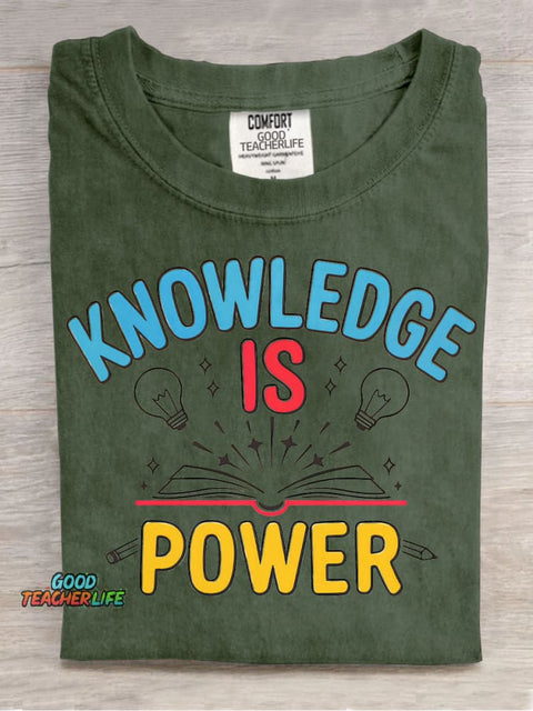 Knowledge Is Power Decorative Pattern T-shirt