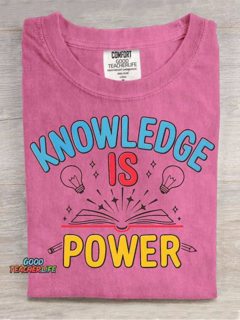 Knowledge Is Power Decorative Pattern T-shirt