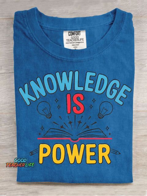Knowledge Is Power Decorative Pattern T-shirt