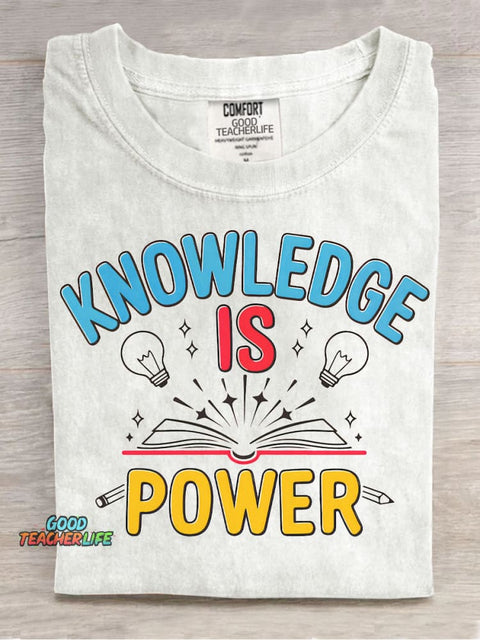Knowledge Is Power Decorative Pattern T-shirt