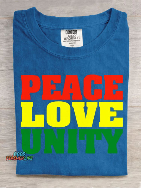 Peace Love Unity Decorative Pattern T-shirt