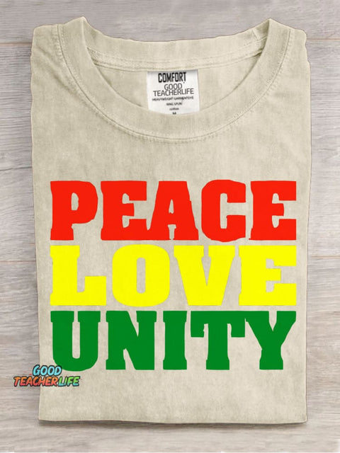 Peace Love Unity Decorative Pattern T-shirt