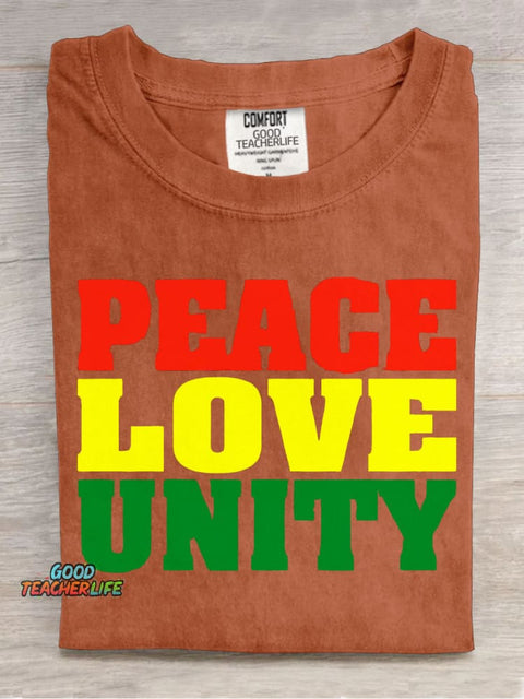 Peace Love Unity Decorative Pattern T-shirt