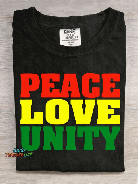 Peace Love Unity Decorative Pattern T-shirt