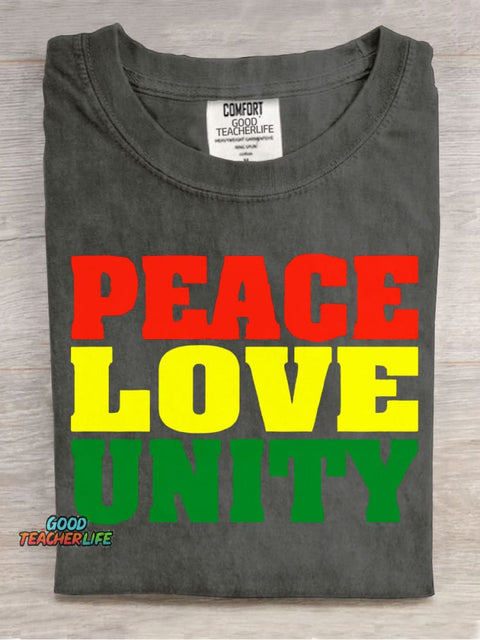 Peace Love Unity Decorative Pattern T-shirt