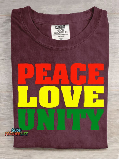 Peace Love Unity Decorative Pattern T-shirt