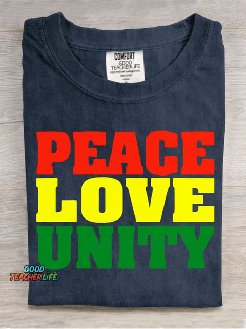 Peace Love Unity Decorative Pattern T-shirt