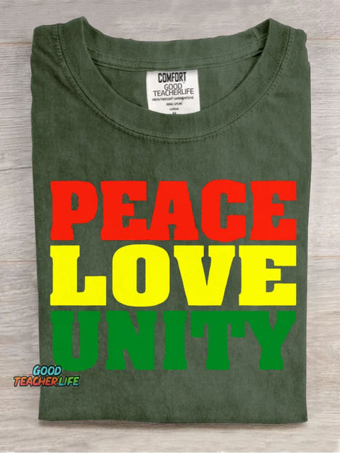 Peace Love Unity Decorative Pattern T-shirt