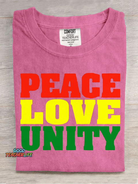 Peace Love Unity Decorative Pattern T-shirt