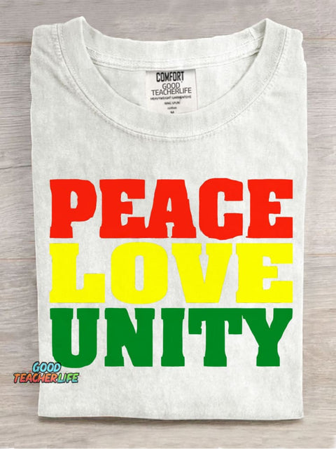 Peace Love Unity Decorative Pattern T-shirt