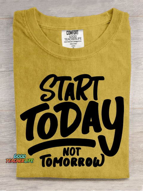 Start Today Decorative Pattern T-shirt