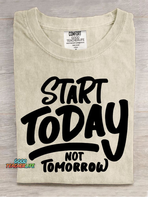 Start Today Decorative Pattern T-shirt