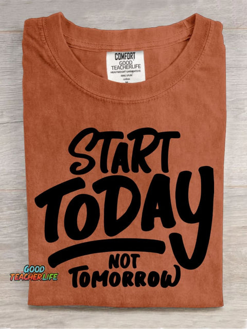 Start Today Decorative Pattern T-shirt