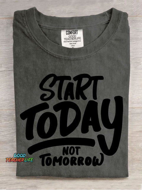Start Today Decorative Pattern T-shirt