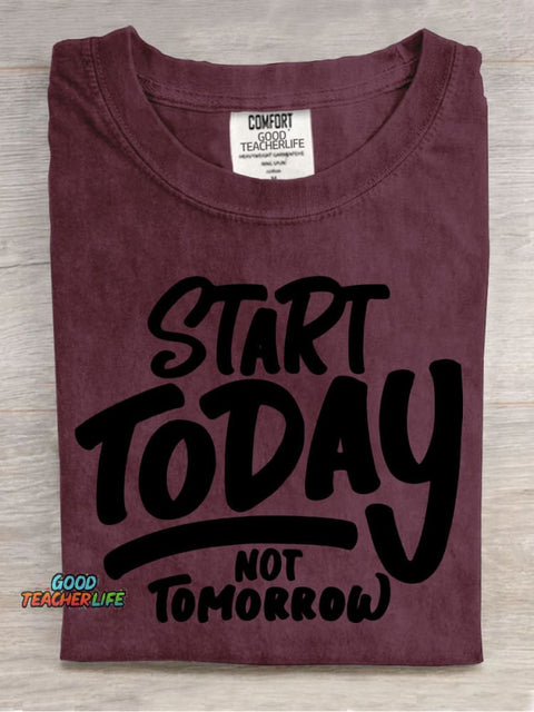 Start Today Decorative Pattern T-shirt