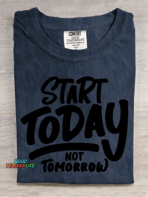 Start Today Decorative Pattern T-shirt
