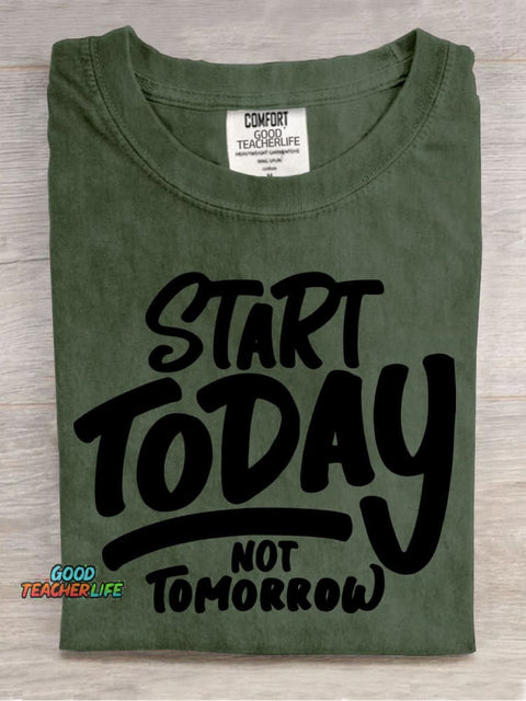 Start Today Decorative Pattern T-shirt