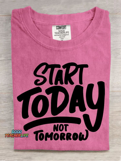 Start Today Decorative Pattern T-shirt