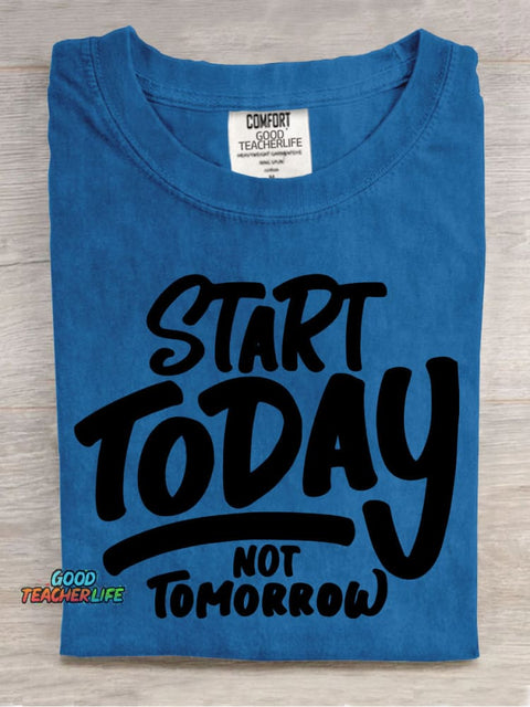 Start Today Decorative Pattern T-shirt