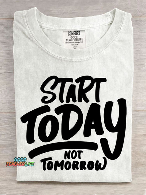 Start Today Decorative Pattern T-shirt
