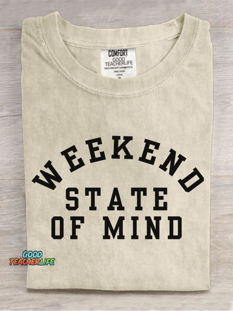 Weekend State of Mind Decorative Pattern T-shirt