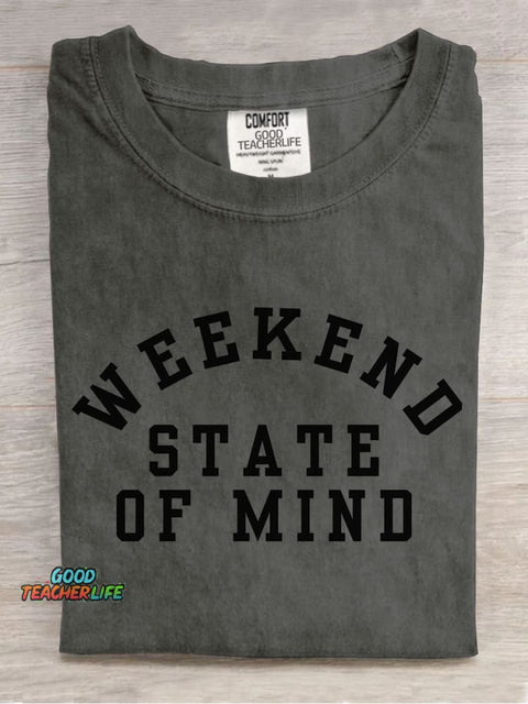 Weekend State of Mind Decorative Pattern T-shirt