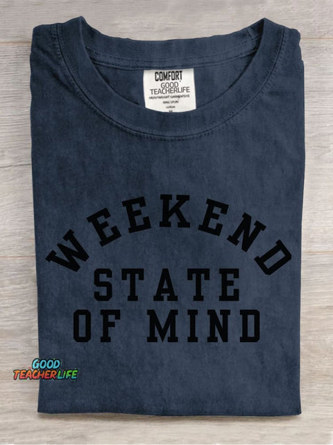 Weekend State of Mind Decorative Pattern T-shirt