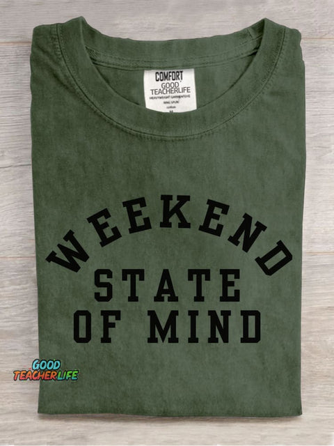 Weekend State of Mind Decorative Pattern T-shirt