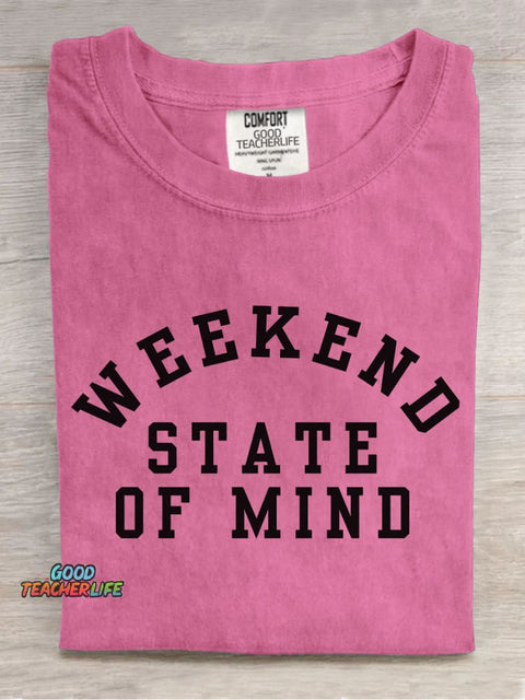 Weekend State of Mind Decorative Pattern T-shirt