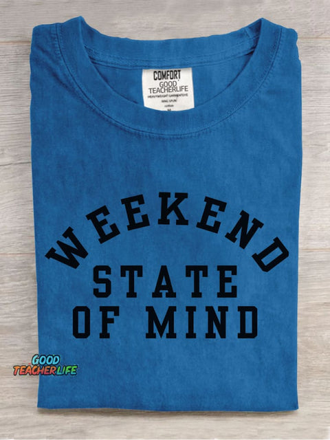 Weekend State of Mind Decorative Pattern T-shirt